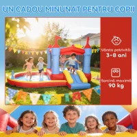 AIYAPLAY Castel Gonflabil pentru Copii cu Tobogan și Piscină Multicoloră(m-9)