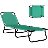 Outsunny Sdraio da Giardino Pieghevole con Schienale Reclinabile su 4 Posizioni, 188x56x28cm, Verde(m-1)