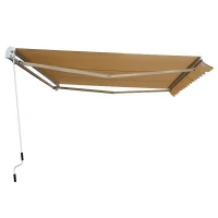 Outsunny Gelenkarmmarkise Markise 4,5 x 3m Verstellbare Terrassenmarkise Sonnenschutz mit Alu-Rahmen & Handkurbel Balkonmarkise für Balkon, Terrasse Beige(m-8)