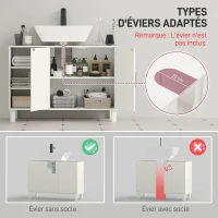 HOMCOM Meuble sous lavabo meuble de salle de bain avec placard à deux niveaux étagères réglables 90l x 30P x 63H cm crème(m-4)