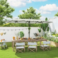 Outsunny Parasol de jardin extérieur, grand parasol double 4,6 m avec manivelle et protection UV50+, housse de protection, crème(m-10)