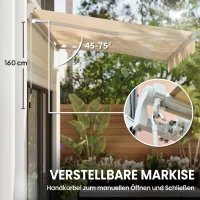 Outsunny Markise Sonnendach Sonnenschutz, wetterbeständig, 2,95 m x 2,5 m, Cremeweiß(m-5)