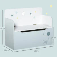 HOMCOM Panca Contenitore con Schienale in Legno per Bambini da 3-6 Anni, 60x30x50 cm, Azzurro(m-3)