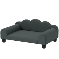 PawHut Canapea pentru câini cu cotiere de susținere, din lemn și țesătură French Terry, 66 x 42 x 28,5 cm, gri închis(m-8)