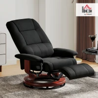 HOMCOM Reclining Swivel Chair, with Footrest - Black(m-7)