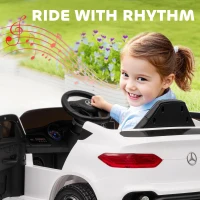 AIYAPLAY Mașină electrică pentru copii, vehicul electric 12V, telecomandă 2,4G, 3 viteze, pornire lentă, 105x68x50cm, alb(m-7)