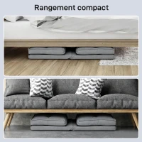 HOMCOM Fauteuil de sol pliable en velours côtelé, matelas de sol avec dossier réglable en 5 positions, 59 x 230 x 15 cm, gris(m-8)