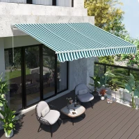 Outsunny Toldo Manual Retráctil 295x250cm Ángulo Ajustable con Manivela para Exterior Balcón Jardín Terraza Verde(m-10)