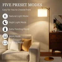 HOMCOM LED Floor Lamp with Remote Control - Gold Tone(m-7)