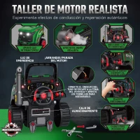 AIYAPLAY Juguete de Motor de Camión para Niños con Vapor Luces y Sonidos Juego de Reparación Mecánico 3 a 6 Años Verde(m-5)