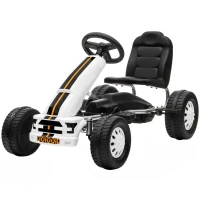 AIYAPLAY Go Kart para Niños de +3 Años con Asiento Ajustable Volante Freno Manual Marco de Aluminio y Acero Carga 30 kg Blanco(m-16)