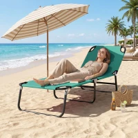 Outsunny Sdraio da Giardino Pieghevole con Schienale Reclinabile su 4 Posizioni, 188x56x28cm, Verde(m-9)