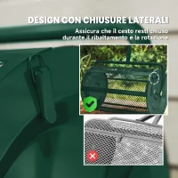 Outsunny Spandiconcime da 75L in Metallo con Manico Regolabile a T e Maniglia Imbottita, 70x40x112 cm, Verde(m-5)