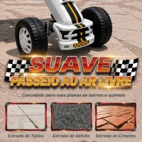 AIYAPLAY Kart a Pedais para Crianças +3 Anos com Assento Ajustável, Volante, Travão de Mão, Estrutura em Alumínio e Aço, 30 kg, Branco(m-7)