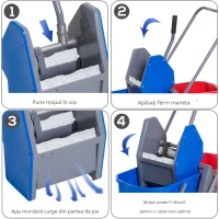 Homcom Carucior Profesional Curatenie – 2 Galeti(m-5)