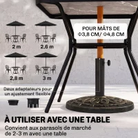 Outsunny Pied de parasol, socle parasol extérieur en résine 12 kg, pour mât de Ø 38/48 mm, Ø 44 x 34H cm, bronze(m-4)
