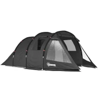 Outsunny Campingzelt Trekkingzelt Zelt, wetterbeständig, 2 Räume,  475 x 264  cm Breite x 172, Schwarz(m-1)