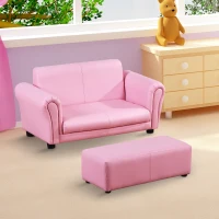 HOMCOM Canapé et Pouf Design Contemporain pour Enfants à partir de 3 Ans Rose(m-10)