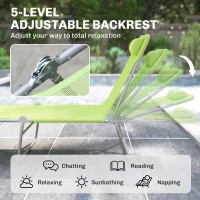 Outsunny Single Folding Sun Lounger - Green(m-4)