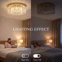 HOMCOM Crystal Chandeliers with 160 Crystal Pendants, 6-Light Ceiling Light for Living Room, Bedroom Dining Room, Gold Tone(m-6)