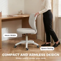 HOMCOM Office Chair, Armless Computer Desk Chair with Breathable Mesh, Adjustable Height, Swivel Wheels, Grey(m-4)