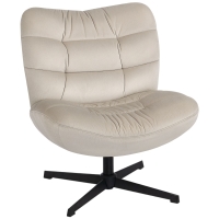 HOMCOM Fauteuil de salon pivotant, chaise rembourrée en chenille sans accoudoirs, assise et dossier larges, 70x80x82cm, crème