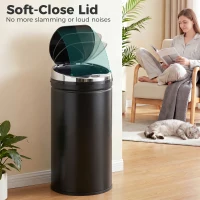 HOMCOM 42L Automatic Motion Sensor Rubbish Bin with Fingerprint Resistant, Stainless Steel, Black(m-4)