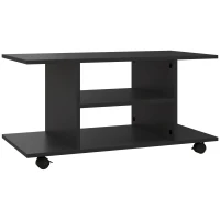Homcom Mobilier Pentru Tv in Lemn cu Roti, Negru,40x40x80cm(m-15)