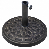 Outsunny Pied de parasol, socle parasol extérieur en résine 12 kg, pour mât de Ø 38/48 mm, Ø 44 x 34H cm, bronze