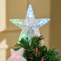HOMCOM 4FT Prelit Artificial Christmas Tree Fibre Optic Star LED Light Holiday Home Xmas Decoration with LED Light for Indoor Party, Green(m-8)