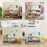 AIYAPLAY Estantería Infantil para Juguetes Estantes Abiertos Compartimentos Diseño de Ositos Organizador de Juguetes Blanco(m-5)