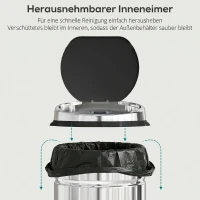 HOMCOM 42 L Sensor Mülleimer, Automatischer Abfalleimer, Rostfreier Kücheneimer mit Infrarotsensor, für Küche, Esszimmer(m-5)