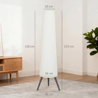 HOMCOM Dimmable Tripod Floor Lamp with Foot Switch, Nordic Standing Lamp with Fabric Shade, 153cm, White and Grey(m-3)