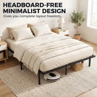 HOMCOM 5ft King Bed Frame with Underbed Storage, Metal Platform Bed Frame with Steel Slat Support, No Box Spring Needed(m-6)