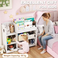 AIYAPLAY Kids Toy Storage Unit, Bear Design Kids Bookshelf and Toy Organiser, for Bedroom, Nursery, Playroom, White(m-7)