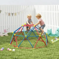 Outsunny Cupolă de cățărare pentru copii 3-8 ani, structură metalică pentru 4 copii, Ø183x90cm, multicolor(m-10)