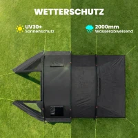 Outsunny Campingzelt Trekkingzelt Zelt, wetterbeständig, 2 Räume,  475 x 264  cm Breite x 172, Schwarz(m-4)