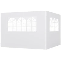 Outsunny Parois latérales de Rechange Barnum tonnelle 3 x 3 ou 3 x 6 m 2 pièces 2 Grandes fenêtres Blanc(m-11)