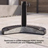 Outsunny Base Ombrellone Rotonda per Pali da Ø3,8-4,8cm con Decorazione e Manopola, Peso 15kg Ø49x32cm(m-6)
