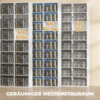 HOMCOM Regal für 835 CDs oder 500 DVDs, Blu-ray Medienregal mit 27 Fächern und 21 verstellbaren Einlegeböden, Weiß(m-4)