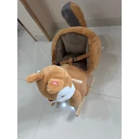 AIYAPLAY Caballo mecedor para niños 1-3 años en forma de ardilla de peluche, sonidos, cinturón de seguridad, marrón(m-3)