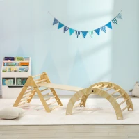 AIYAPLAY Triángulo de Escalada para Niños de 18-48 Meses con Rampa Escalador de Arco 219x72,5 cm Natural(m-10)