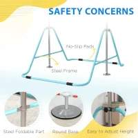 Kids Gymnastic Bar, with Adjustable Height, Foldable Horizontal Bars - Light Blue(m-5)