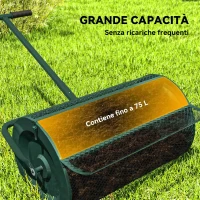 Outsunny Spandiconcime da 75L in Metallo con Manico Regolabile a T e Maniglia Imbottita, 70x40x112 cm, Verde(m-4)