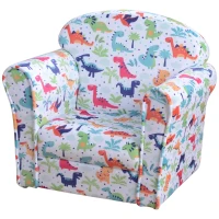 HOMCOM Sillón Infantil para +18 Meses con Estampado de Dinosaurios Acolchado de Espuma y Franela 50x39x44 cm Multicolor(m-12)