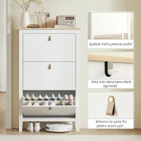 HOMCOM Pantofar Slim cu 3 sertare, pentru 21 perechi de încălțăminte, mărimea EU44 și rafturi reglabile, 80x24x131 cm, alb(m-7)