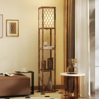 HOMCOM Three-Shelf Standing Lamp - Rustic Brown/White(m-10)