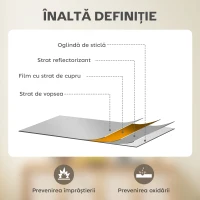 HOMCOM Oglindă de perete dreptunghiulară cu cârlige, din sticlă și MDF, 40x60 cm, albă(m-6)