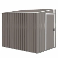 Outsunny Capanno Attrezzi in Metallo 1.5x2m con Base, Porta Scorrevole e Tetto Inclinato, Grigio Chiaro(m-1)