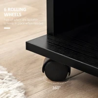 HOMCOM Open Wardrobe Double Mobile Storage Shelves Organizer W/6 Wheels-Black(m-6)